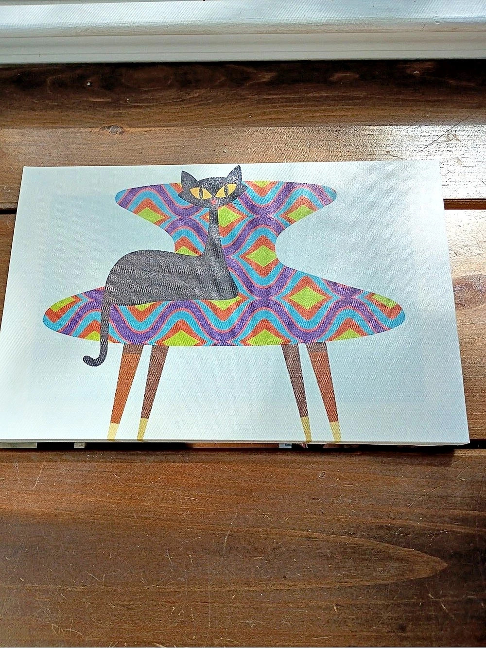 Geometric Cat Artwork in Blue & Multicolor